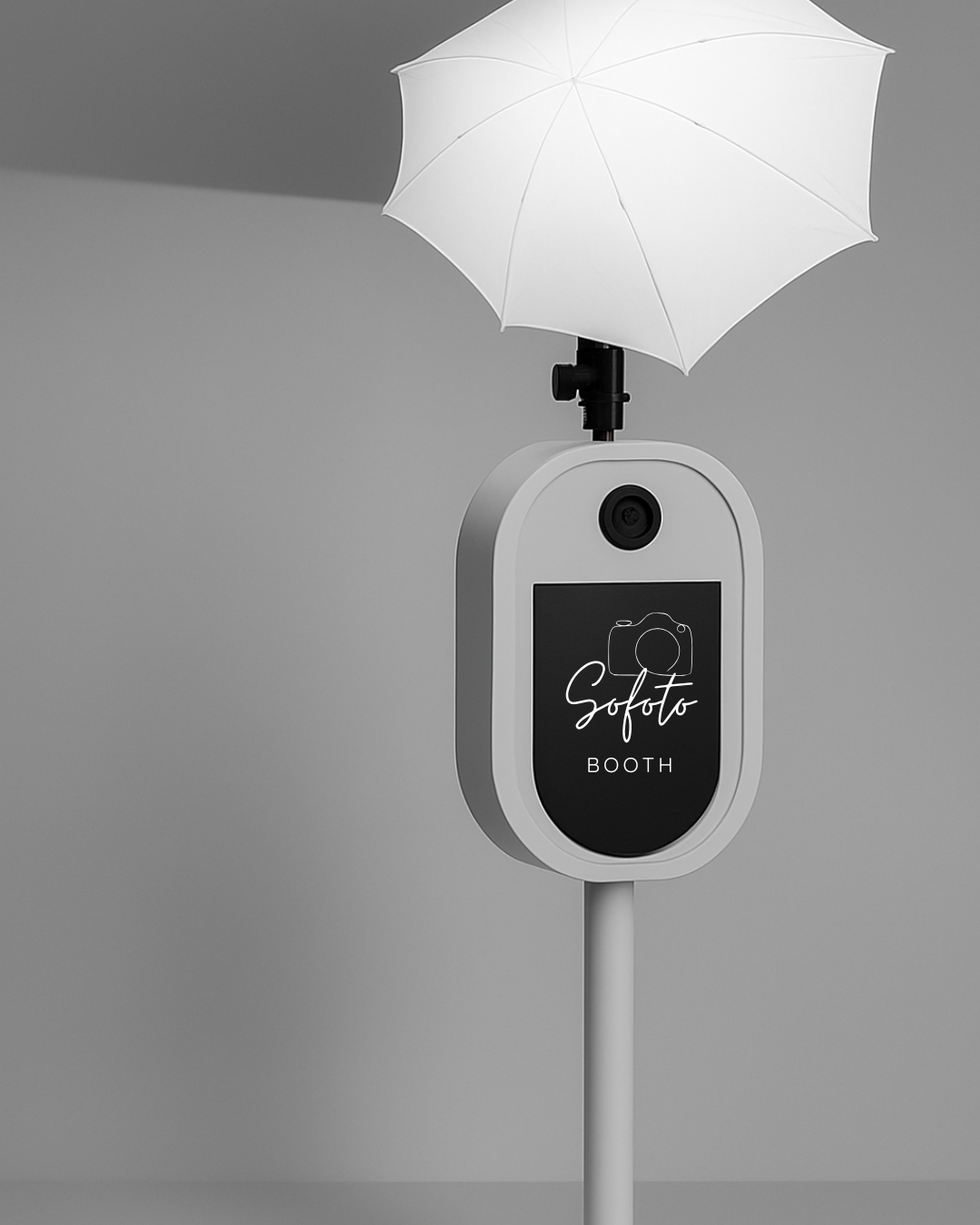 Professional Sofoto Booth setup with lighting and branding